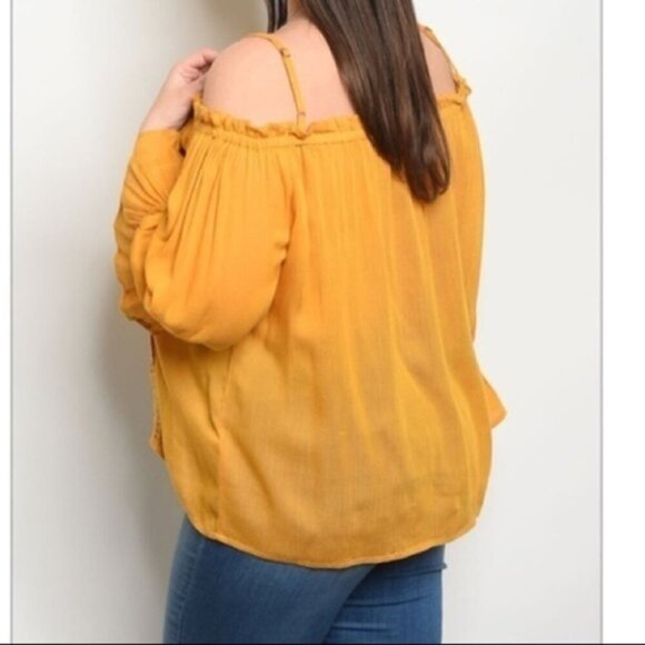 Plus Size Mustard Off Shoulder Blouse NEW - Picture 2 of 2